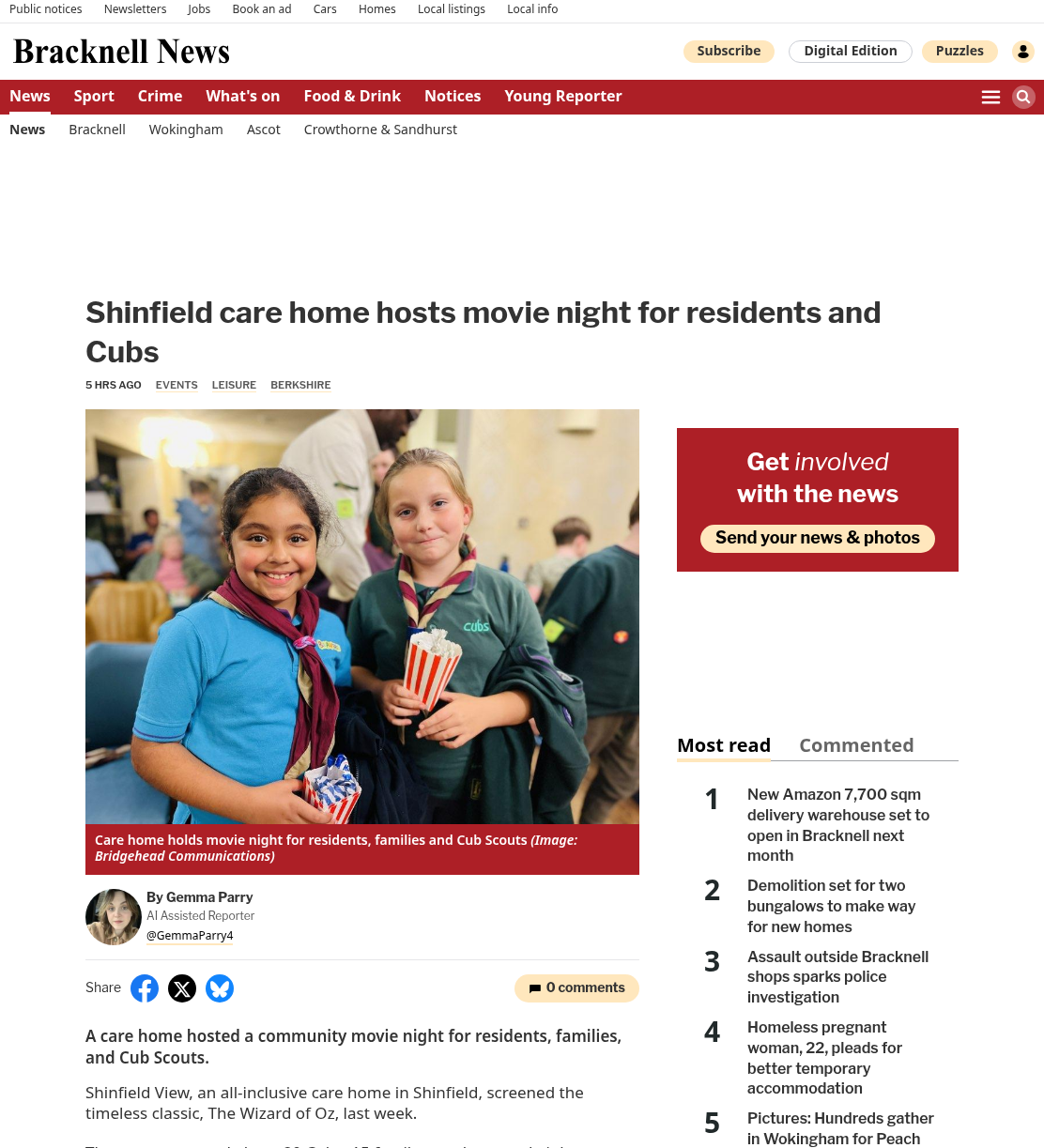 Care home holds movie night for residents, families and Cub Scouts