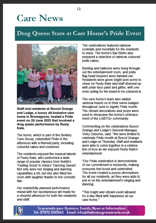 Drag Queen Stars at Care Home's Pride Event