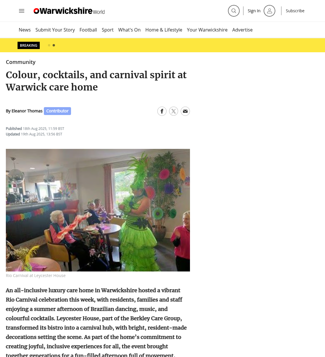 Colour, cocktails, and carnival spirit at Warwick care home