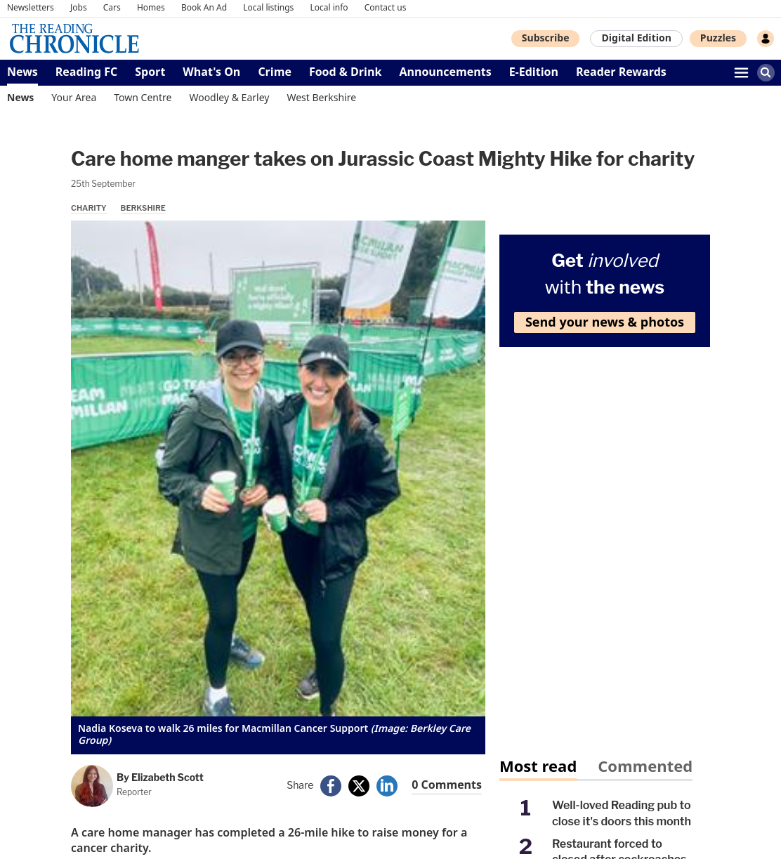 Care home manager completes 26-mile hike for charity