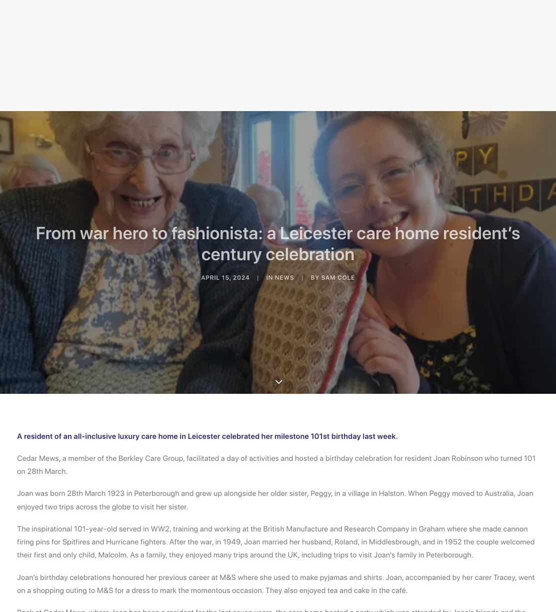 From war hero to fashionista: a Leicester care home resident’s century celebration » Care Home Magazine