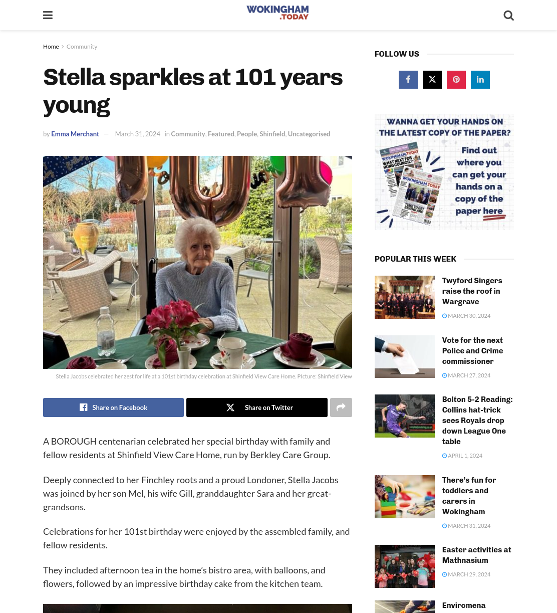 Stella sparkles at 101 years young