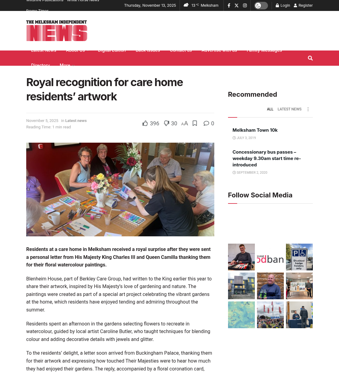 Royal recognition for care home residents’ artwork