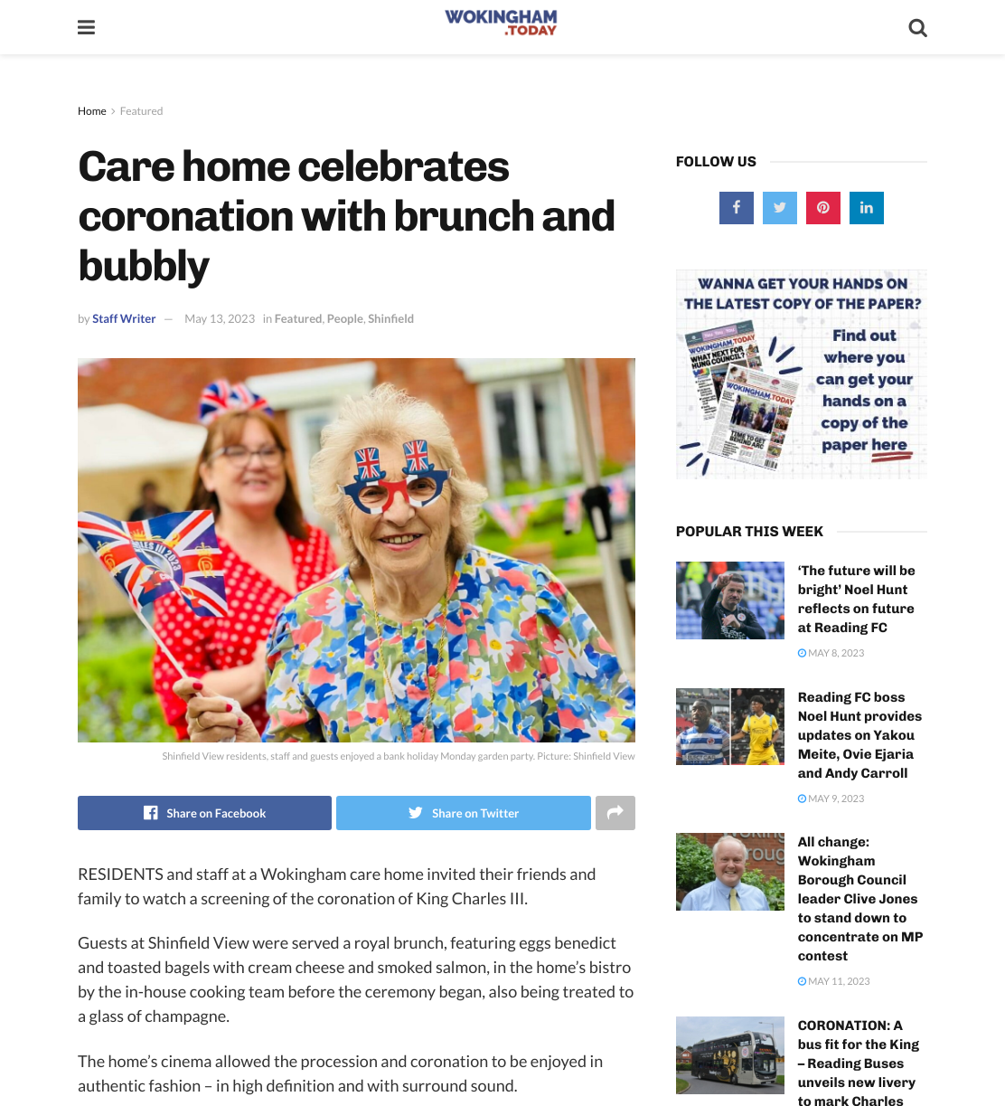 Care home celebrates coronation with brunch and bubbly