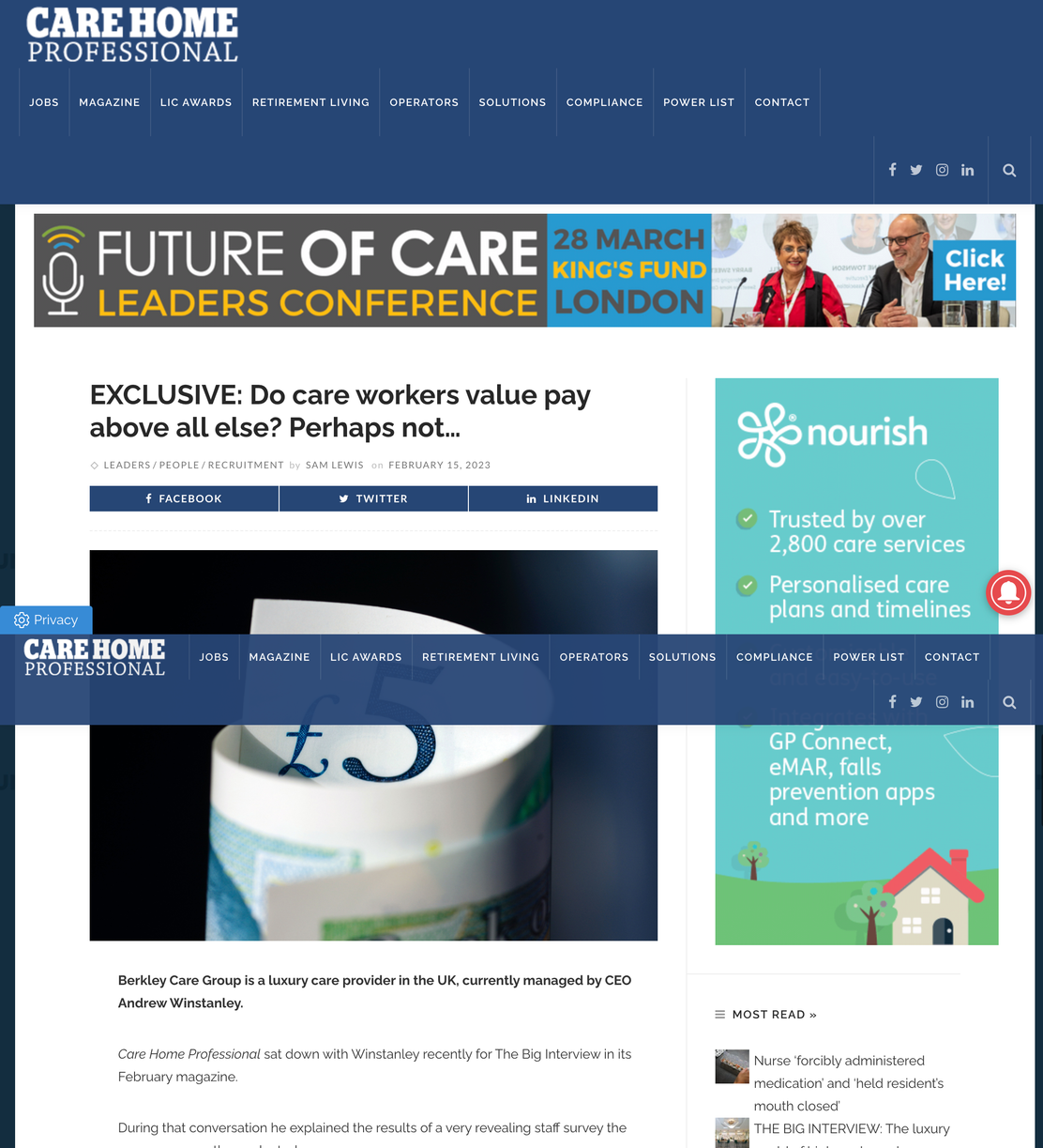 EXCLUSIVE: Do care workers value pay above all else? Perhaps not...