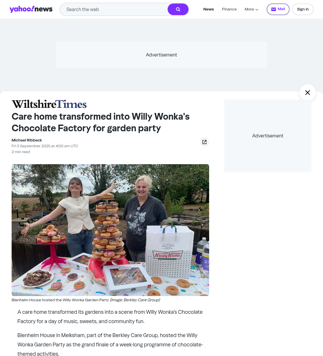 Care home transformed into Willy Wonka's Chocolate Factory for garden party
