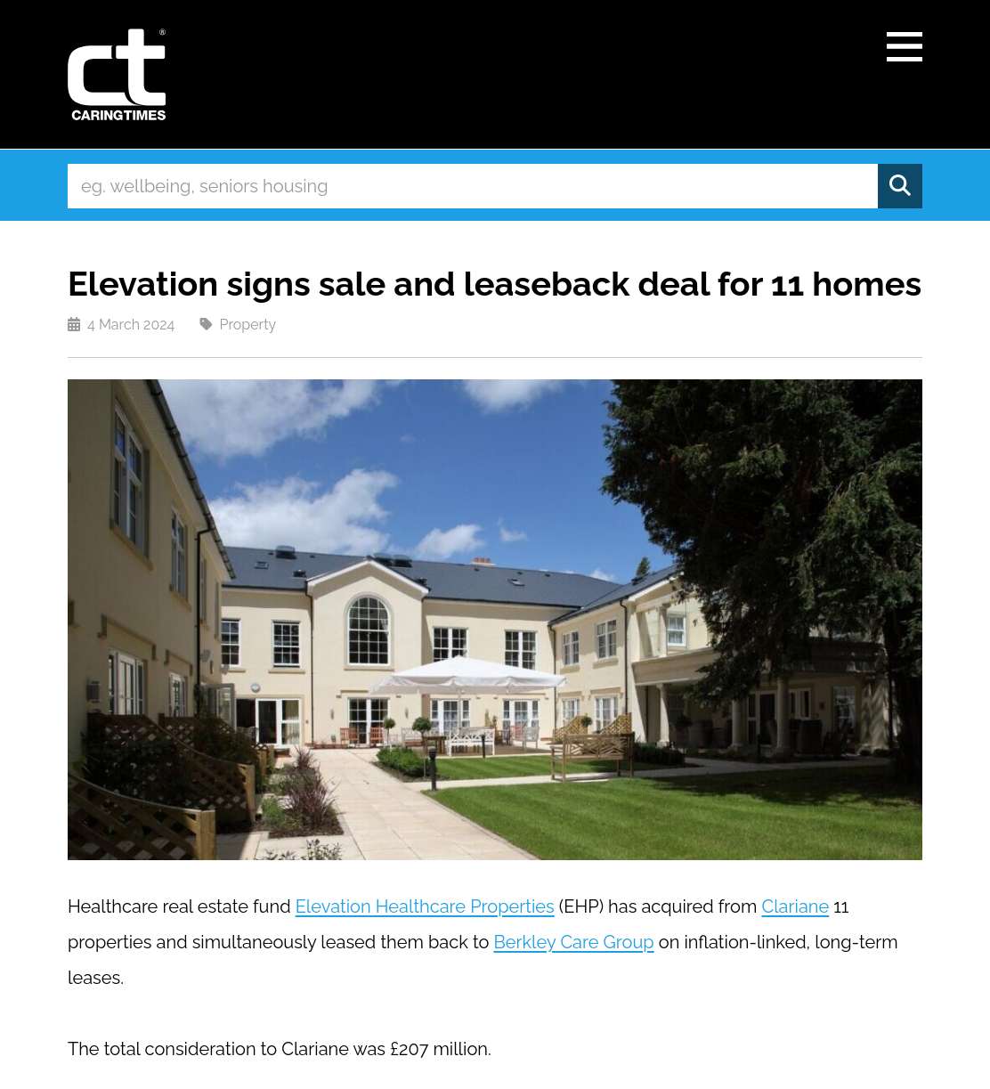 Elevation signs sale and leaseback deal for 11 homes | Caring Times