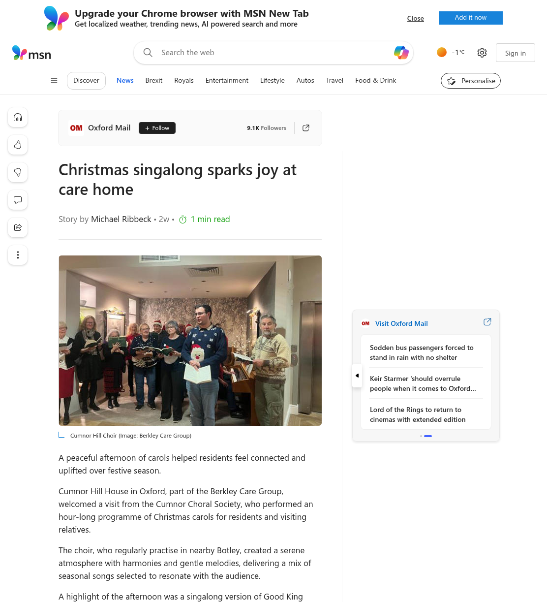 Christmas singalong sparks joy at care home