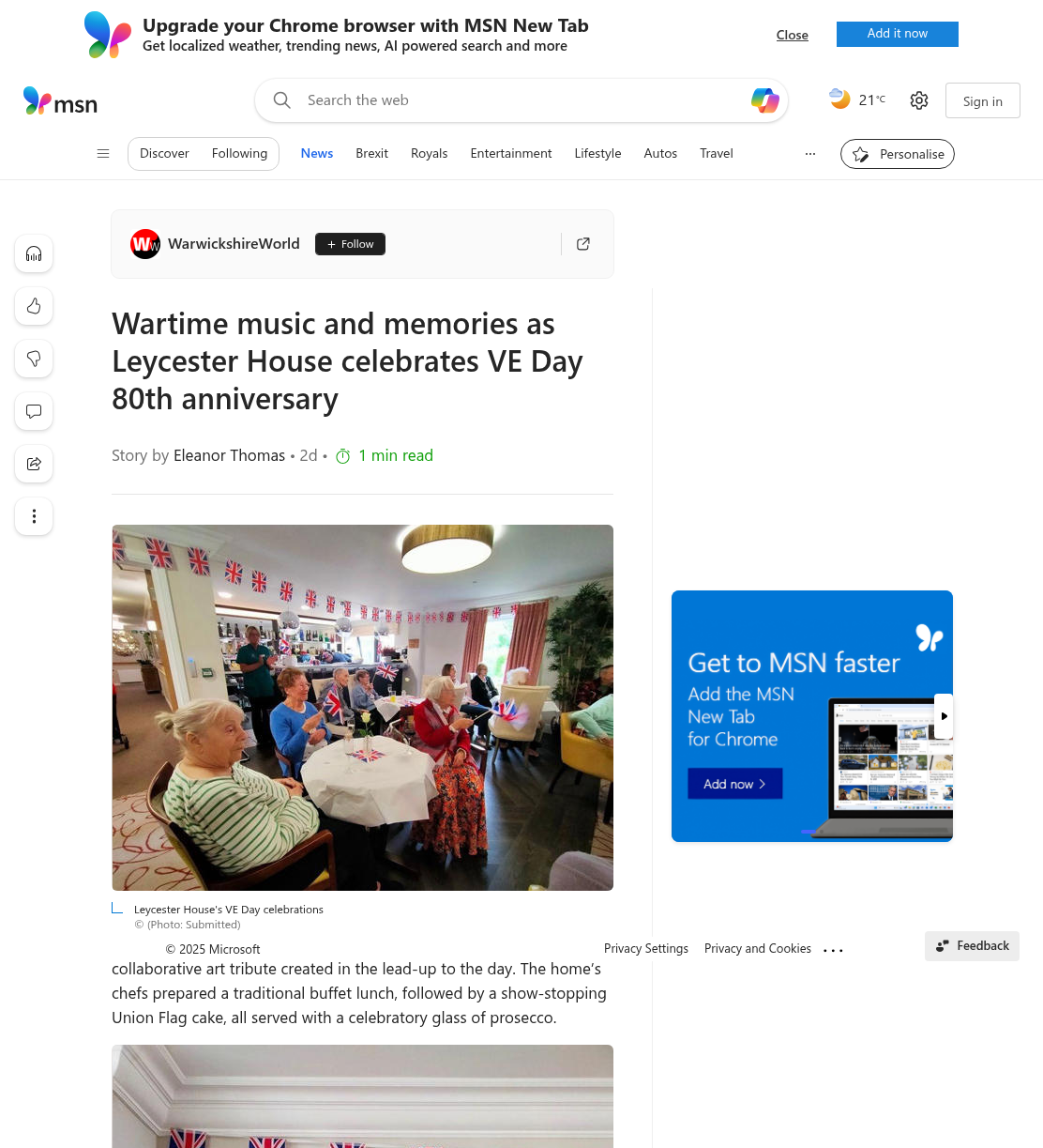 Wartime music and memories as Leycester House celebrates VE Day 80th anniversary
