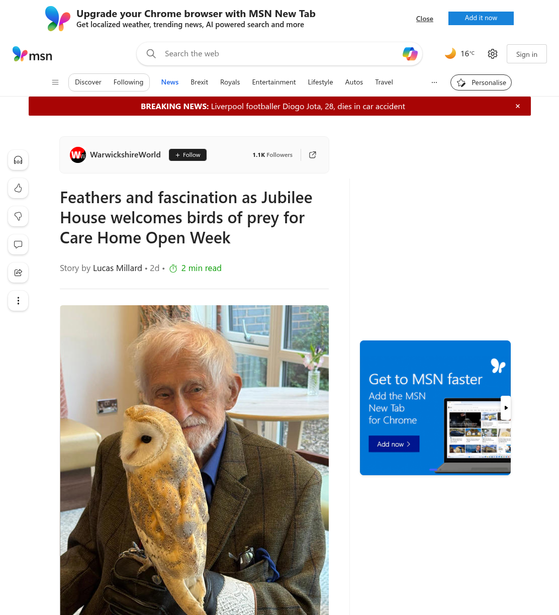 Feathers and fascination as Jubilee House welcomes birds of prey for Care Home Open Week