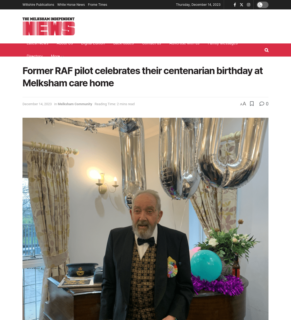 Former RAF pilot celebrates their centenarian birthday at Melksham care home