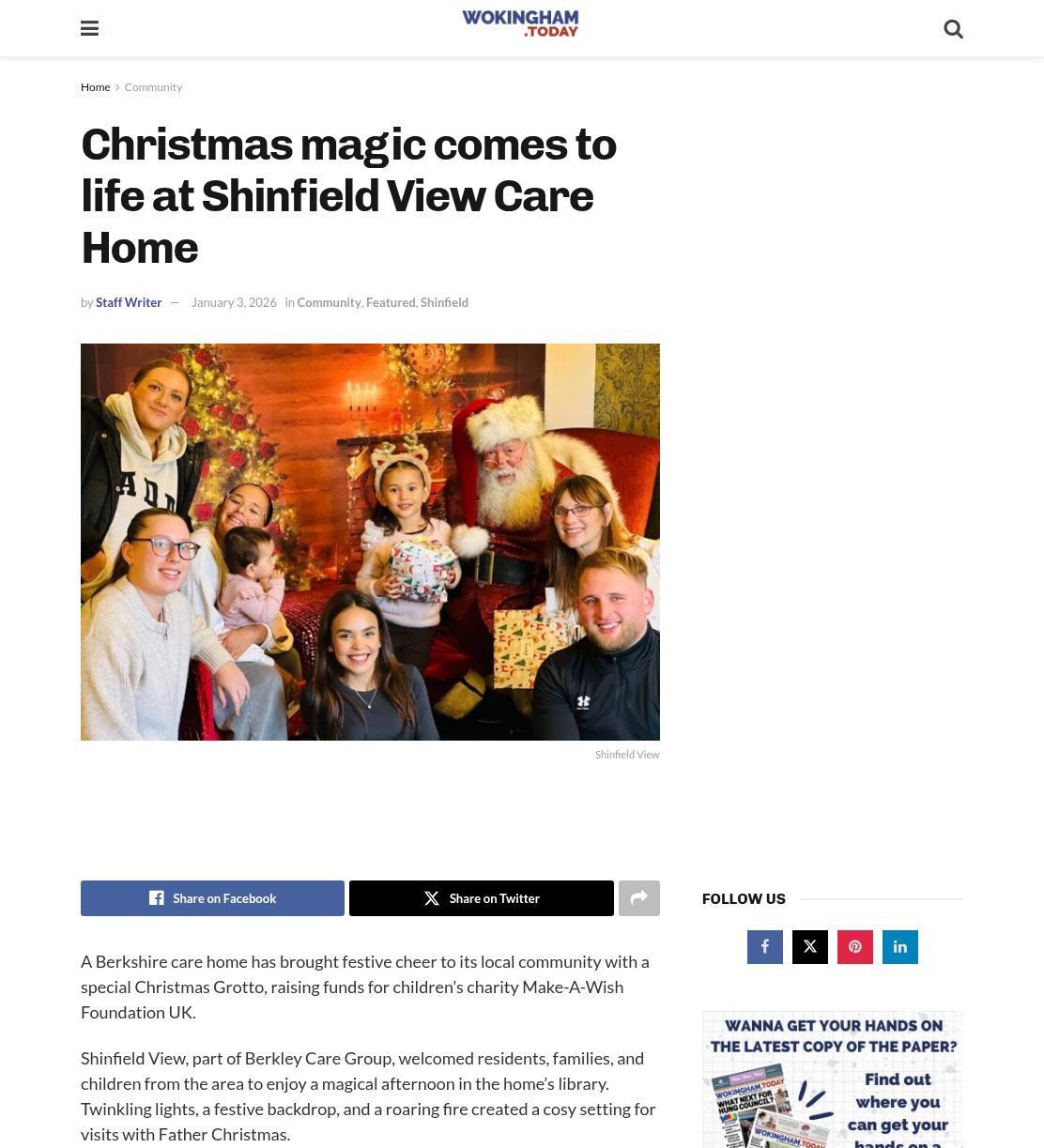 Christmas magic comes to life at Shinfield View Care Home