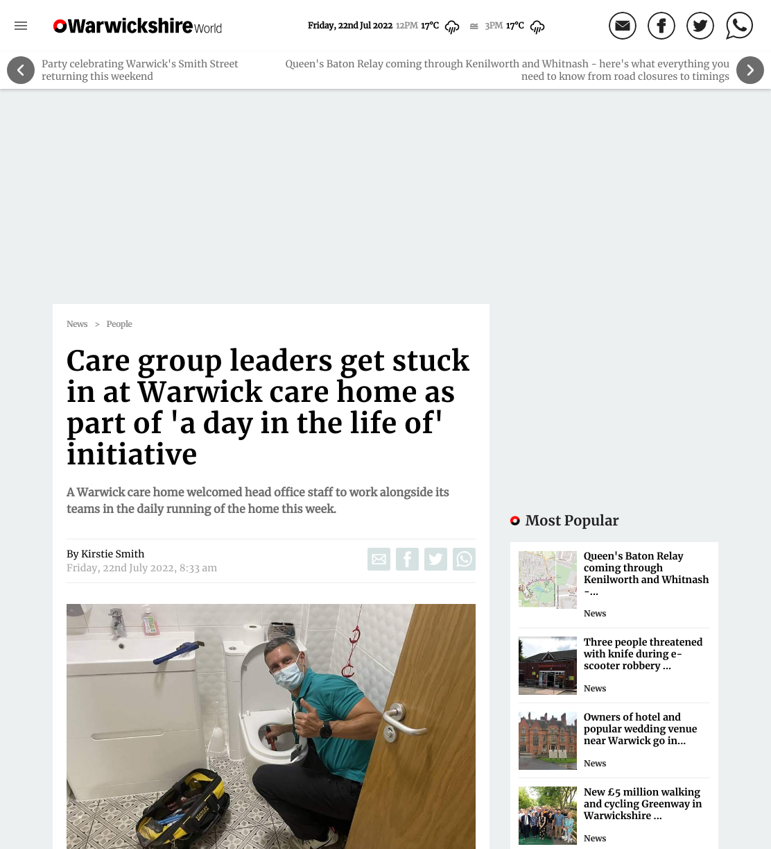 Care group leaders get stuck in at Warwick care home as part of 'a day in the life of' initiative