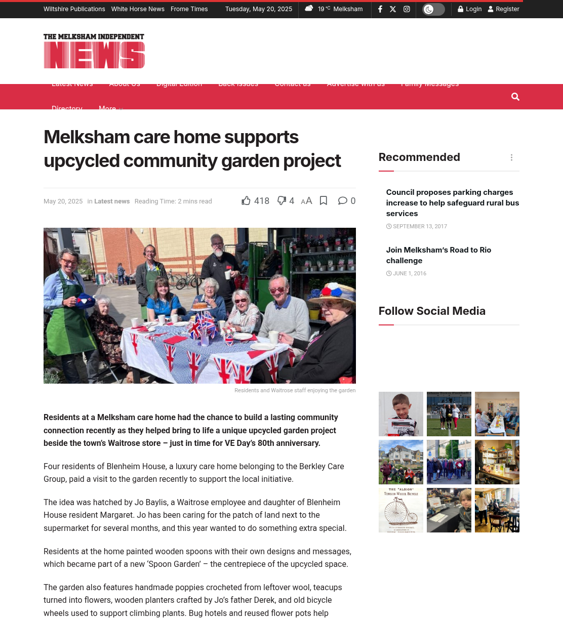 Melksham care home supports upcycled community garden project