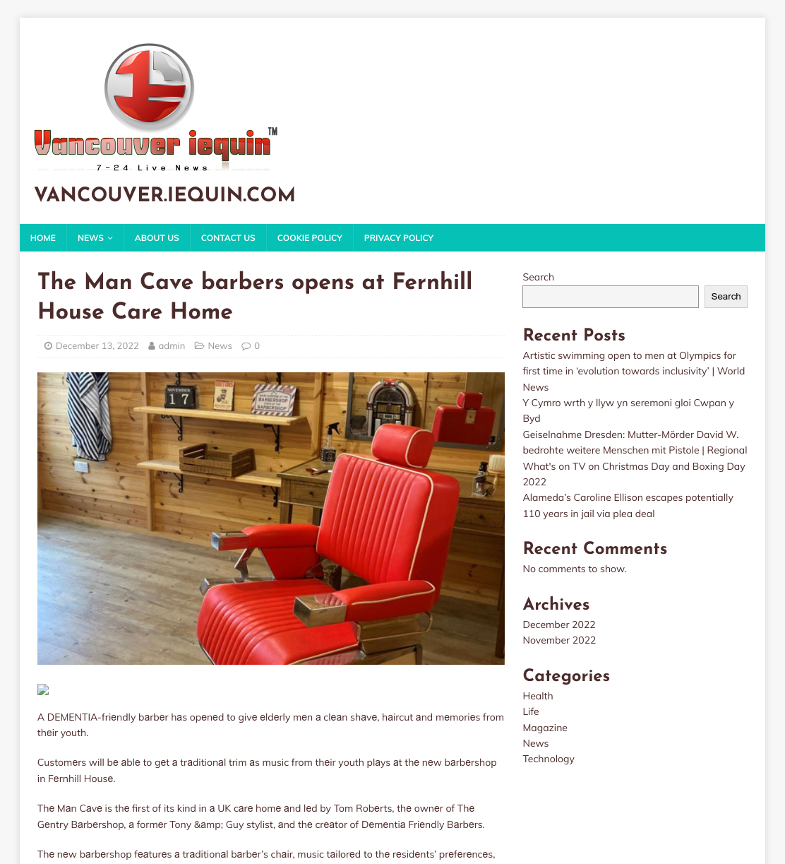 The Man Cave barbers opens at Fernhill House Care Home