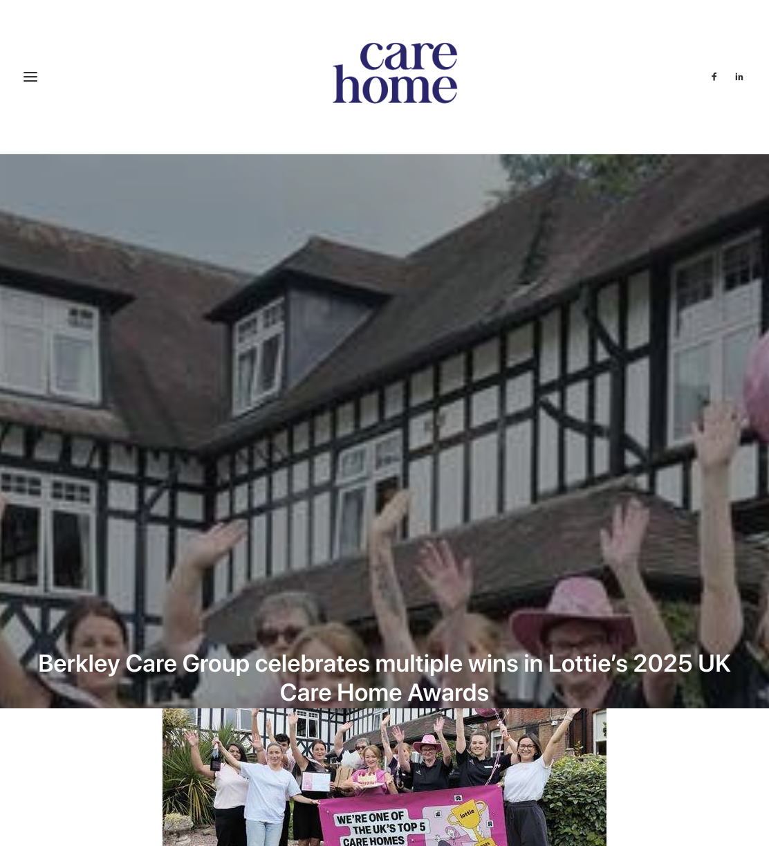 Berkley Care Group celebrates multiple wins in Lottie’s 2025 UK Care Home Awards » Care Home Magazine