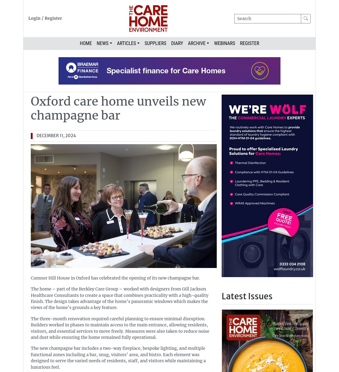 Oxford care home unveils new champagne bar