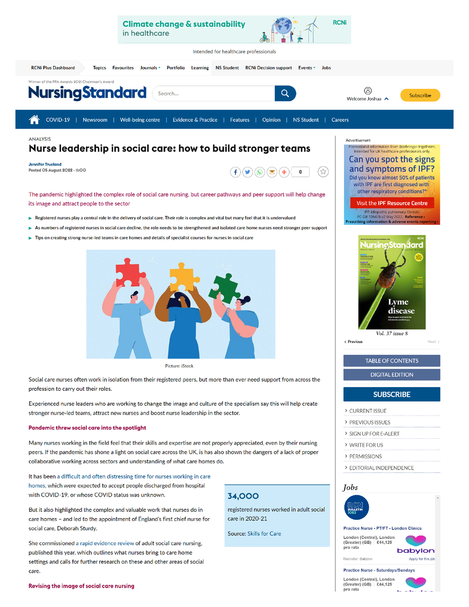 Nurse leadership in social care: how to build stronger teams