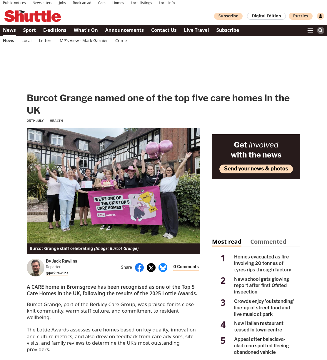 Worcestershire care home 'one of the top five in the UK'