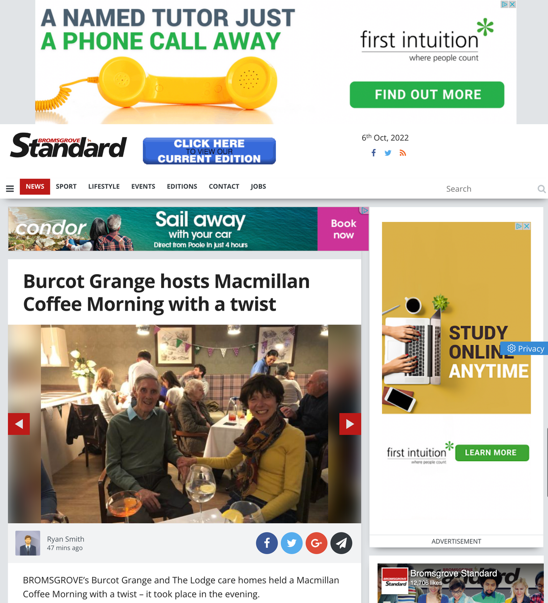 Burcot Grange hosts Macmillan Coffee Morning with a twist