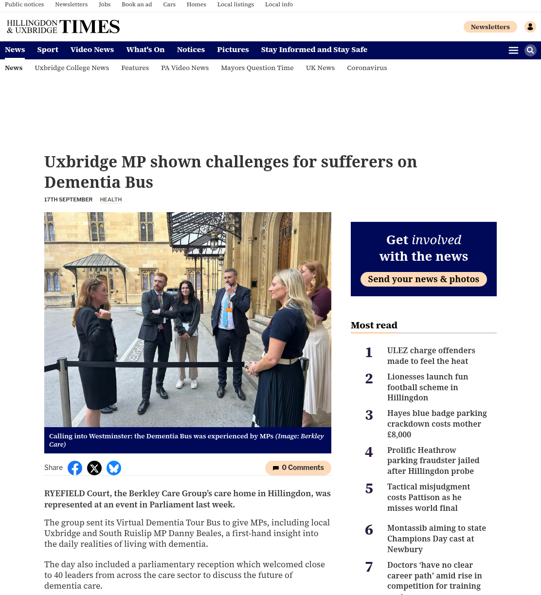 Uxbridge MP shown challenges for sufferers on Dementia Bus
