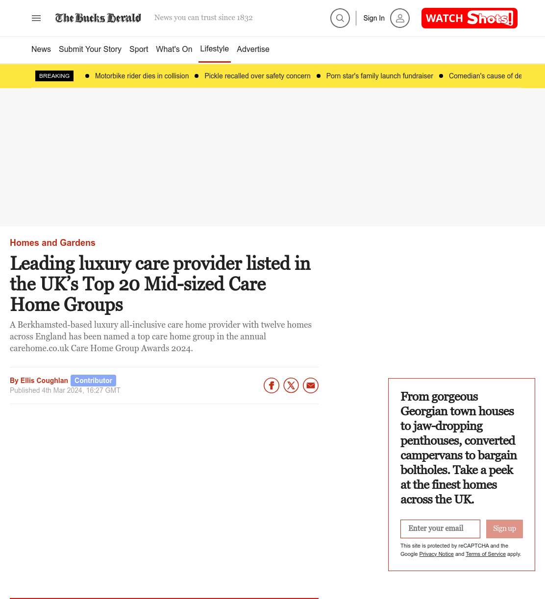 Leading luxury care provider listed in the UK’s Top 20 Mid-sized Care Home Groups