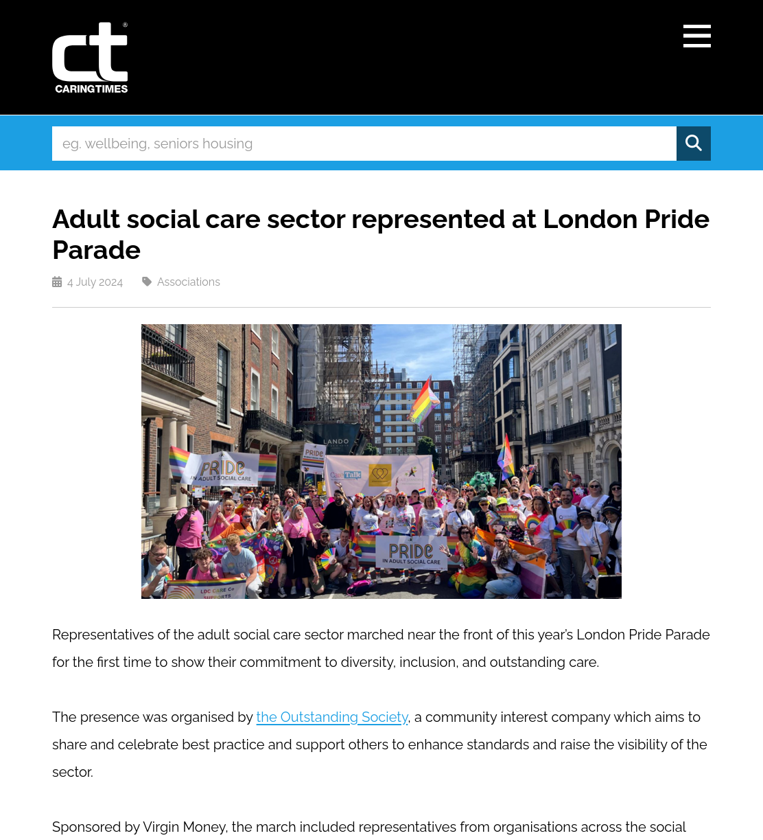 Adult social care sector represented at London Pride Parade | Caring Times