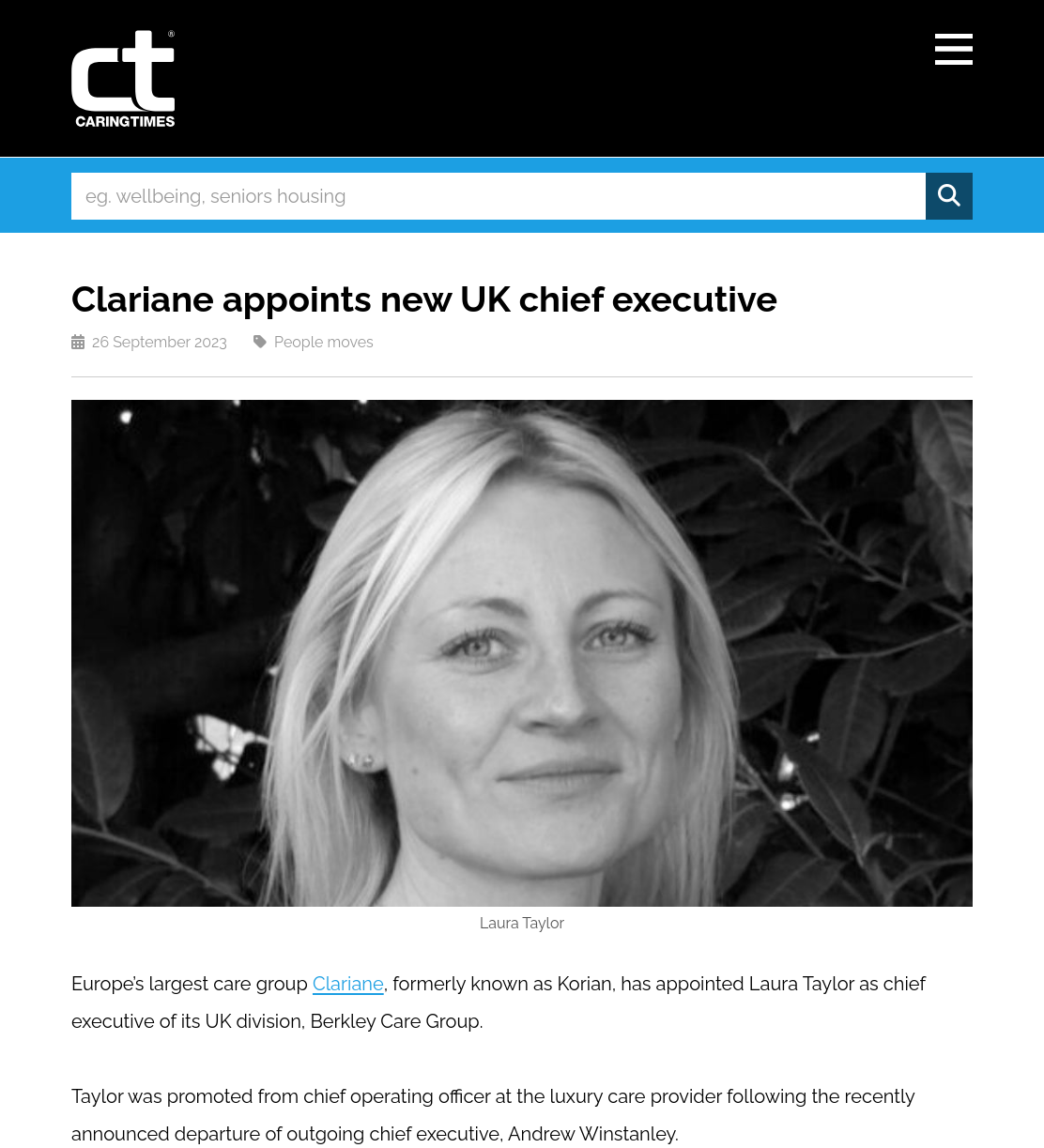 Clariane appoints new UK chief executive | Caring Times