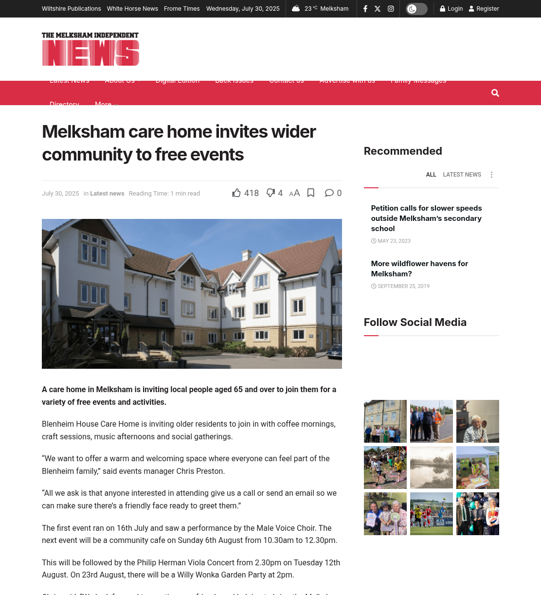 Melksham care home invites wider community to free events