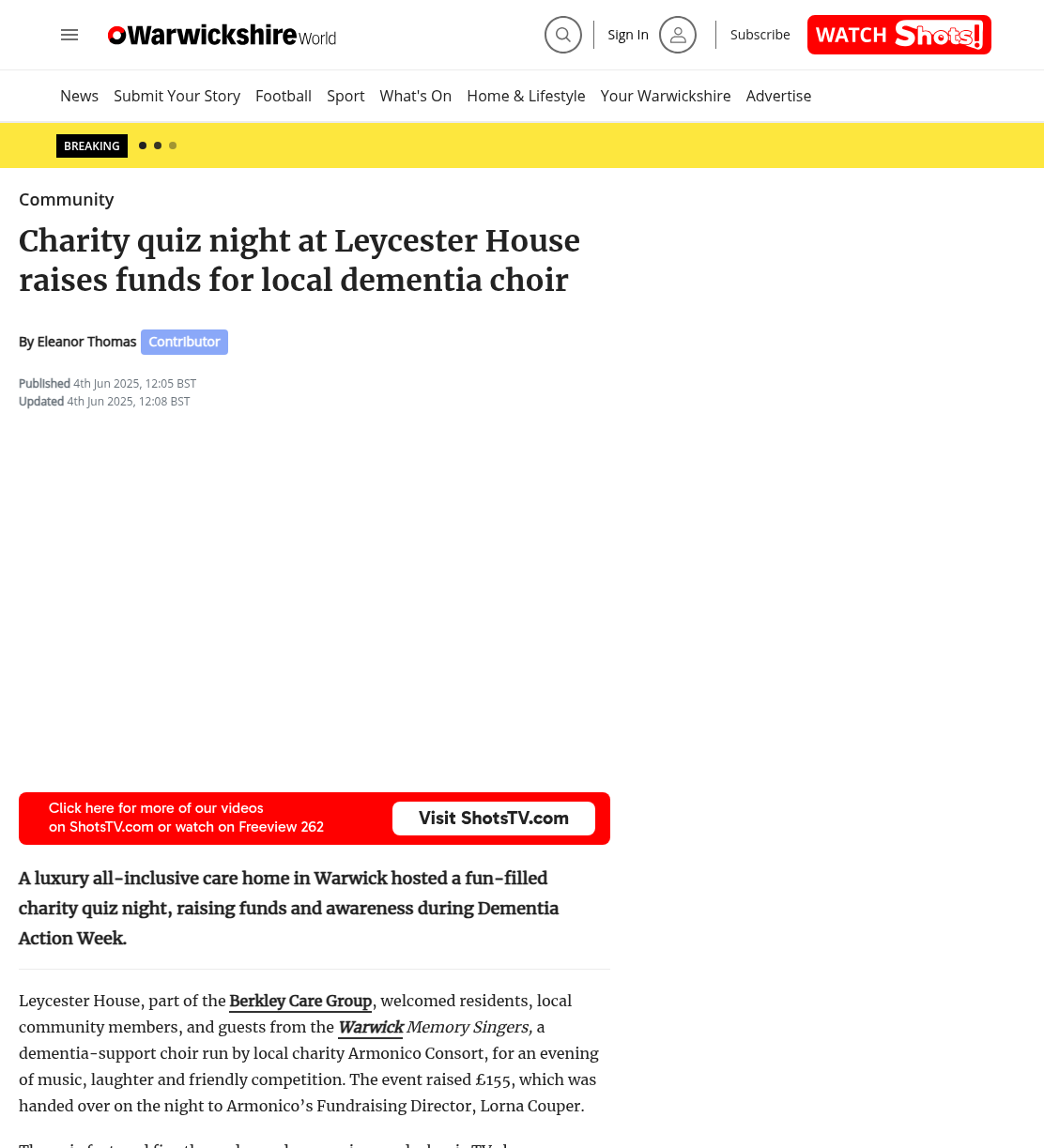 Charity quiz night at Leycester House raises funds for local dementia choir