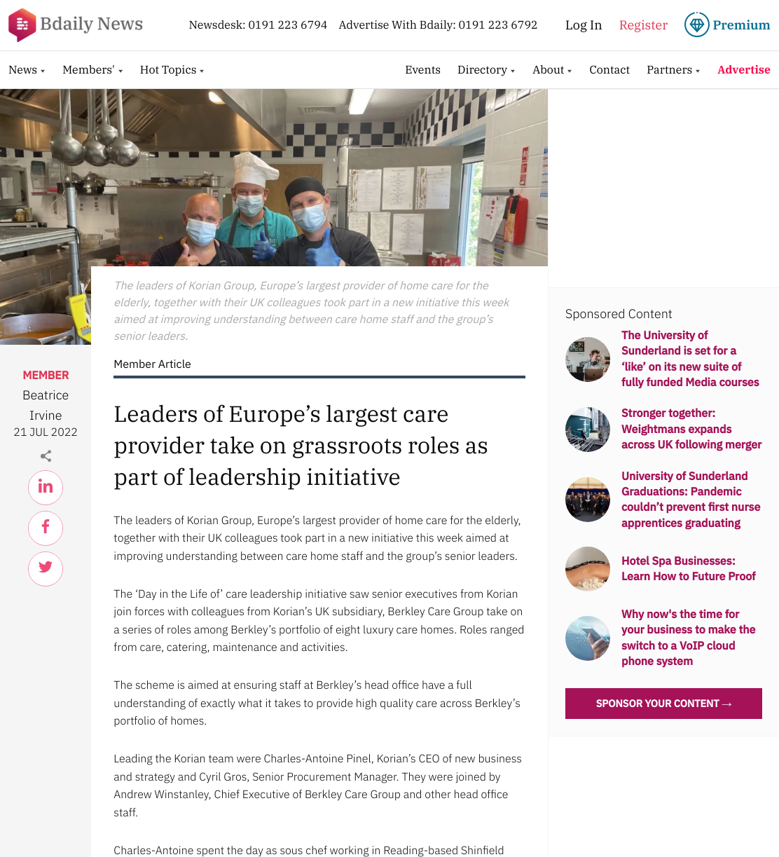 Leaders of Europe’s largest care provider take on grassroots roles as part of leadership initiative