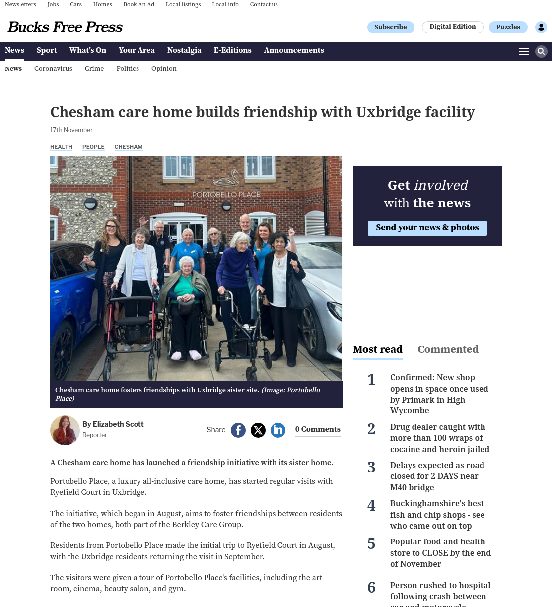 Chesham care home launches friendship initiative with sister home