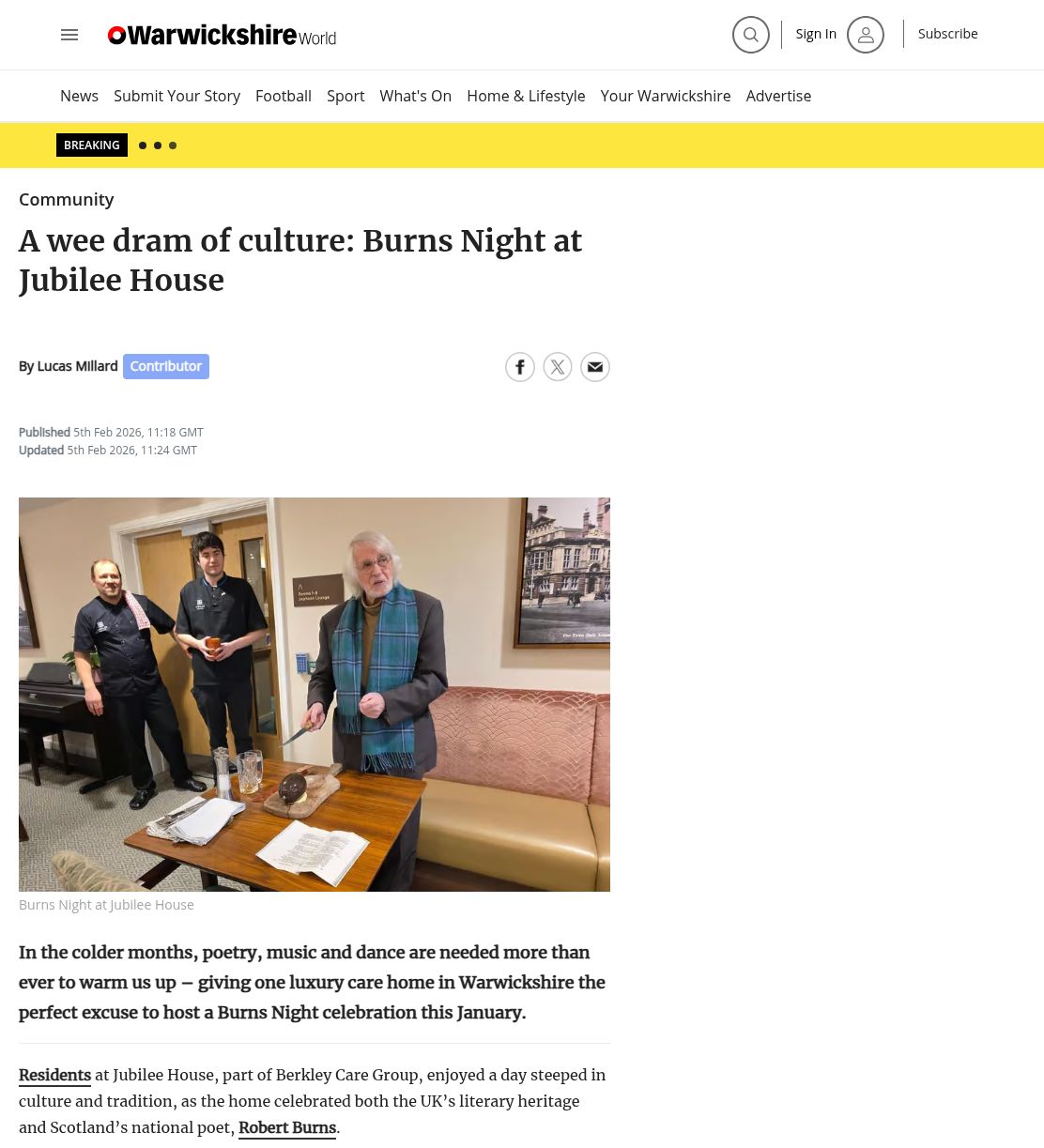 A wee dram of culture: Burns Night at Jubilee House