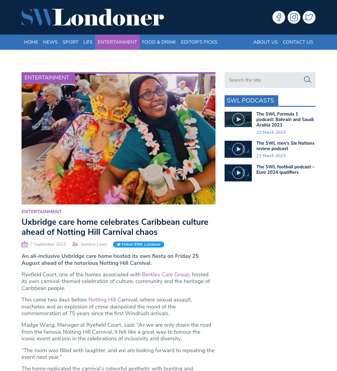 Uxbridge care home celebrates Caribbean culture ahead of Notting Hill Carnival chaos