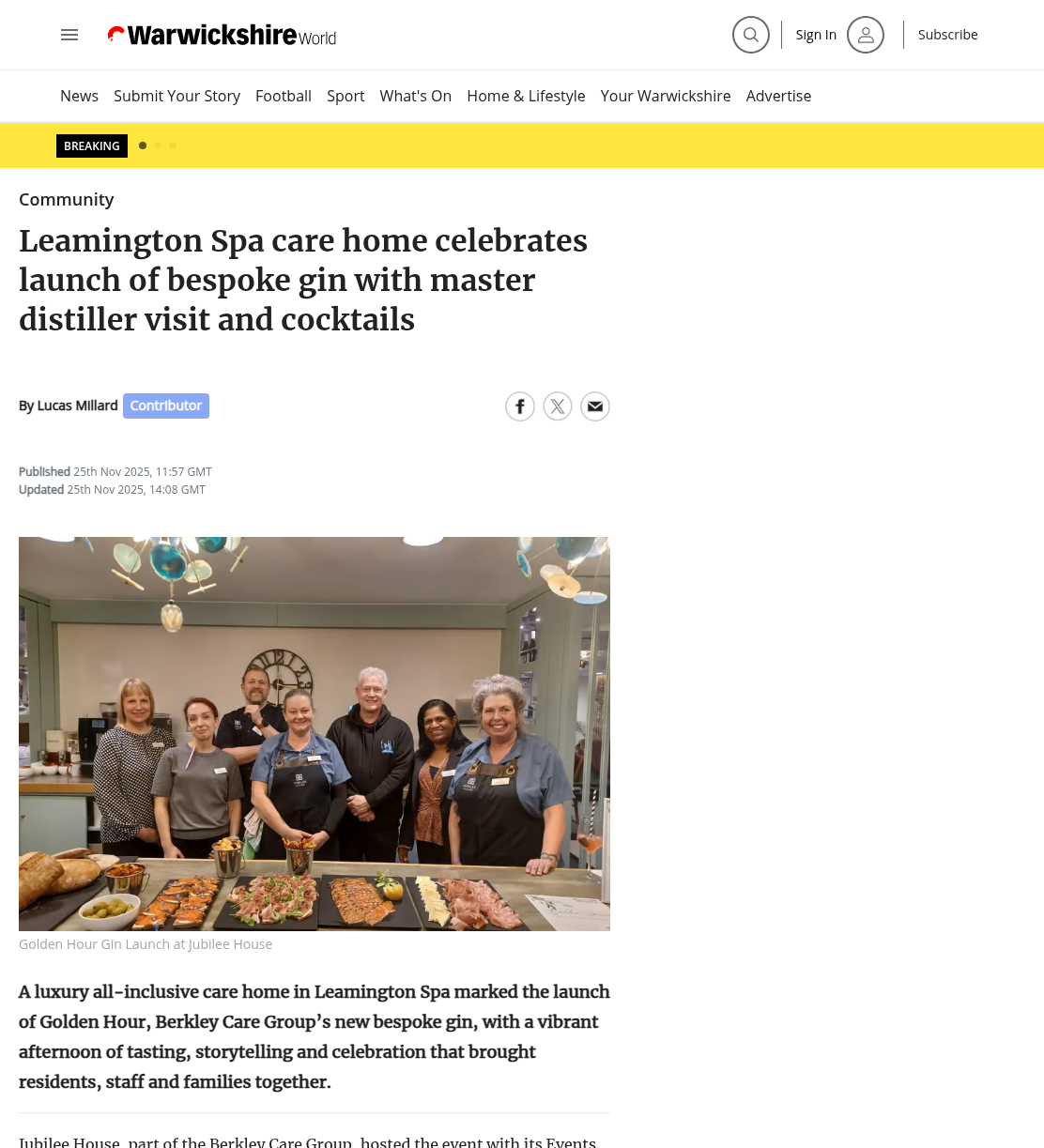 Leamington Spa care home celebrates launch of bespoke gin with master distiller visit and cocktails