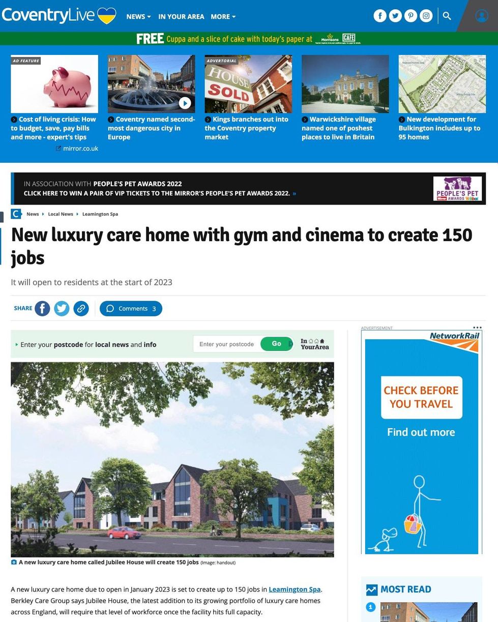 New luxury care home with gym and cinema to create 150 jobs