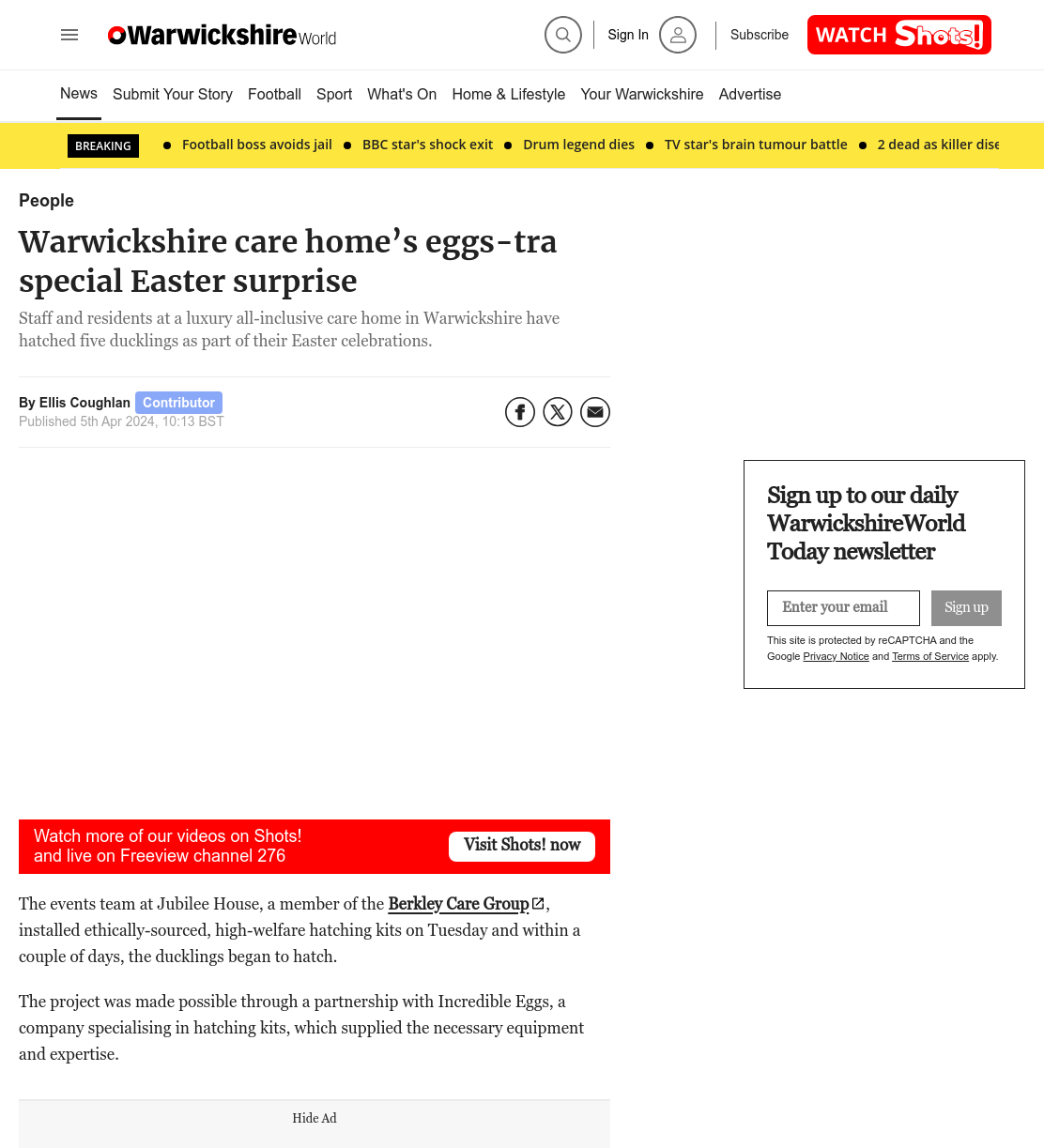 Warwickshire care home’s eggs-tra special Easter surprise