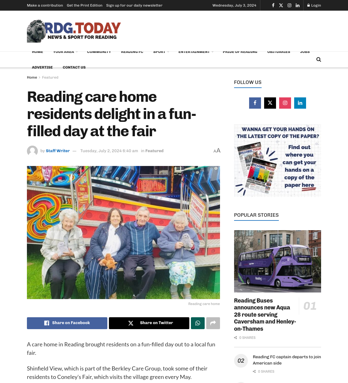Reading care home residents delight in a fun-filled day at the fair