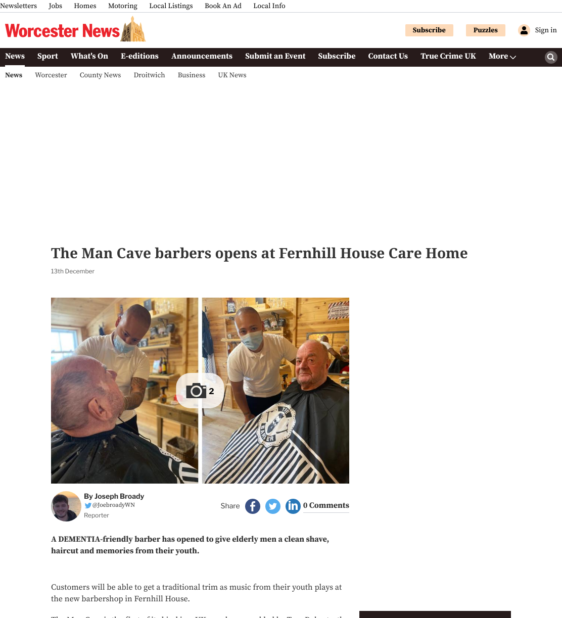 Dementia friendly barbers opens to give older people happy memories of haircuts