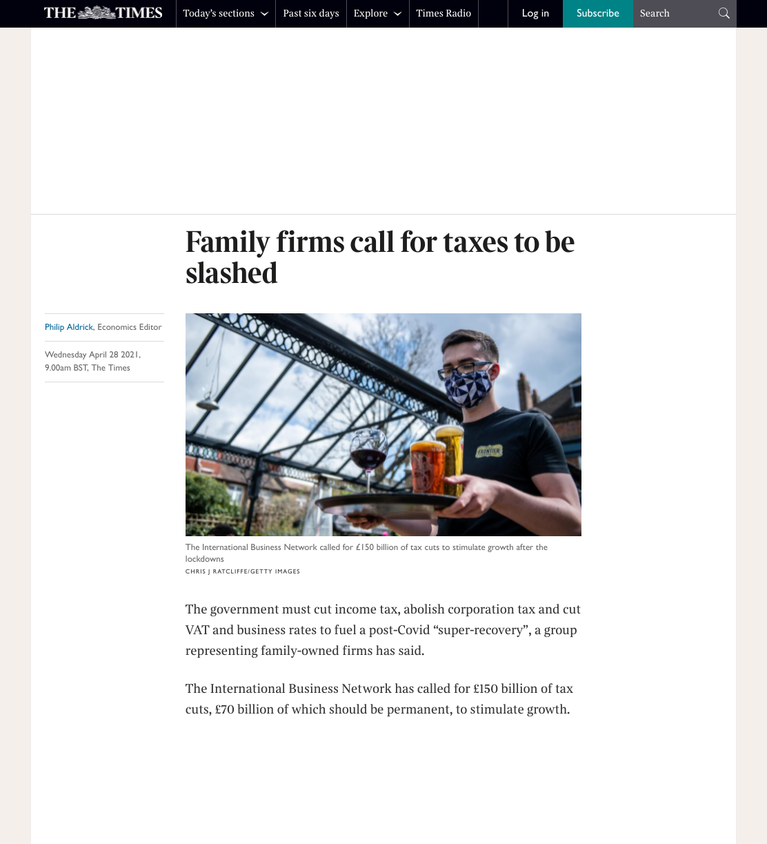Press coverage: Family firms call for taxes to be slashed