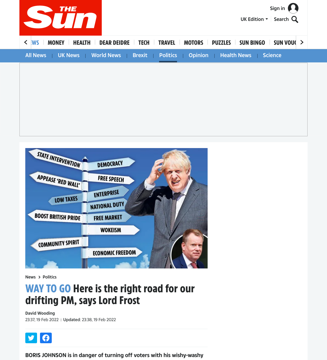 Press coverage: Here is the right road for our drifting PM, says Lord Frost