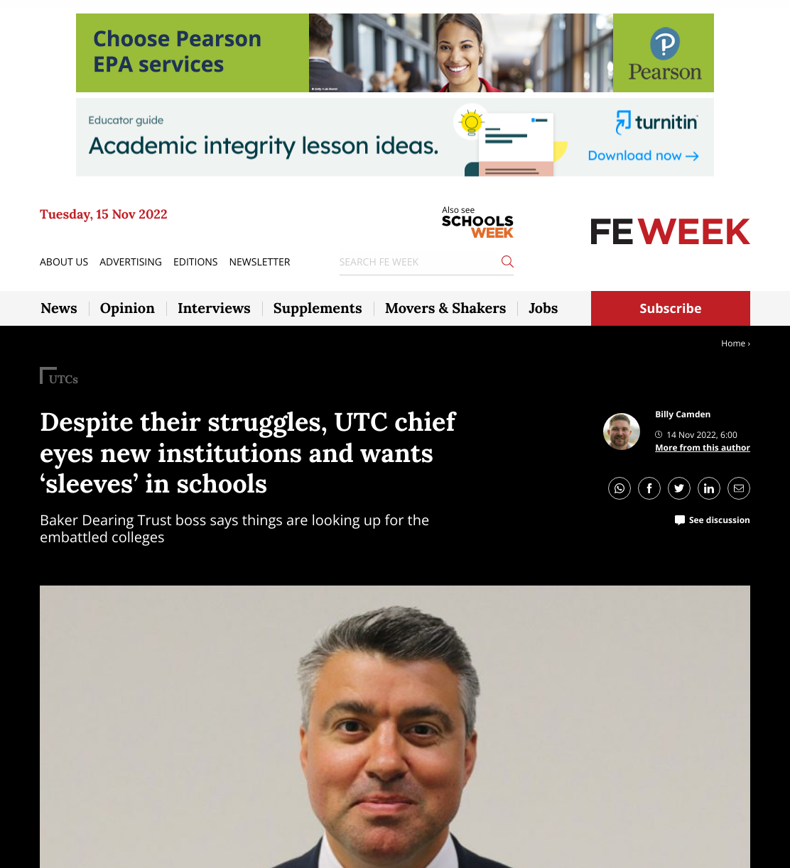UTC chief eyes new institutions and wants ‘sleeves’ in schools