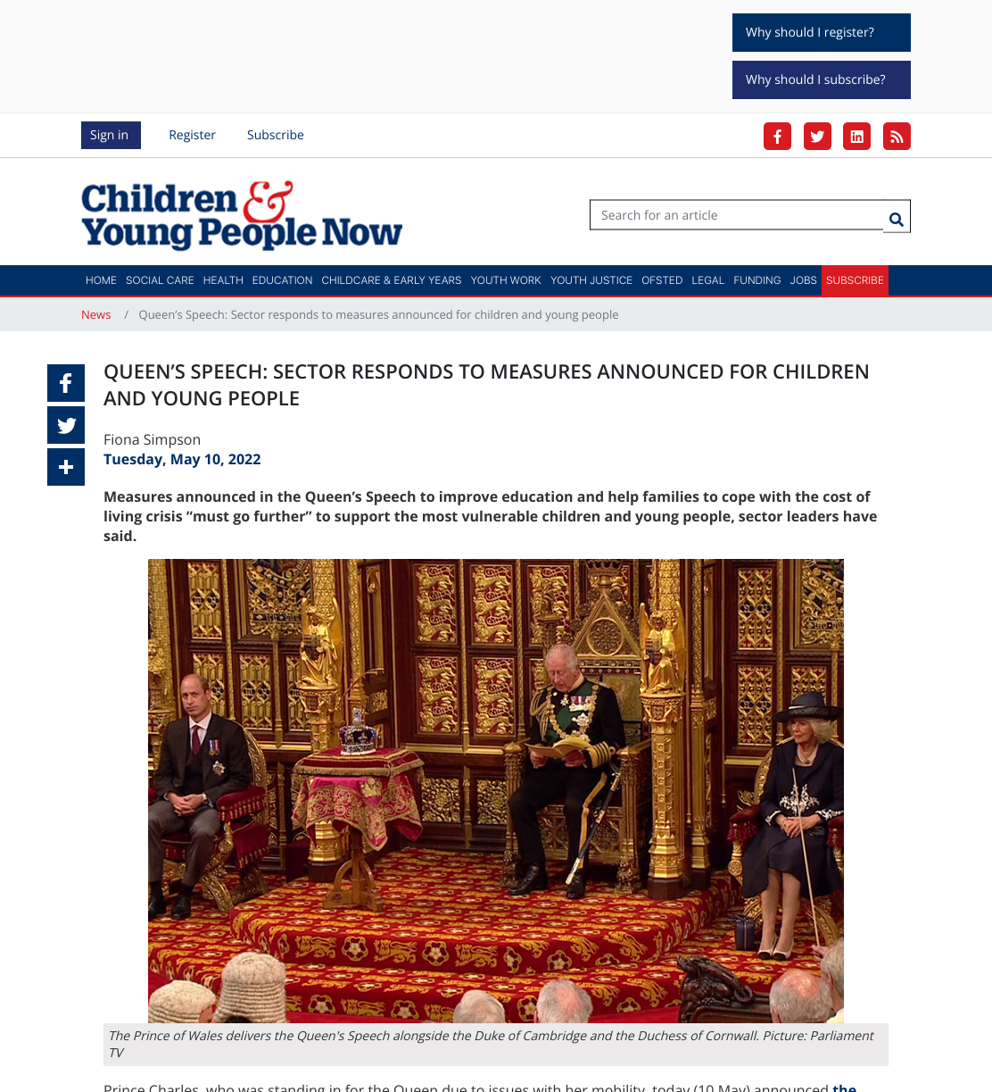 Queen’s Speech: Sector responds to measures announced for children and young people
