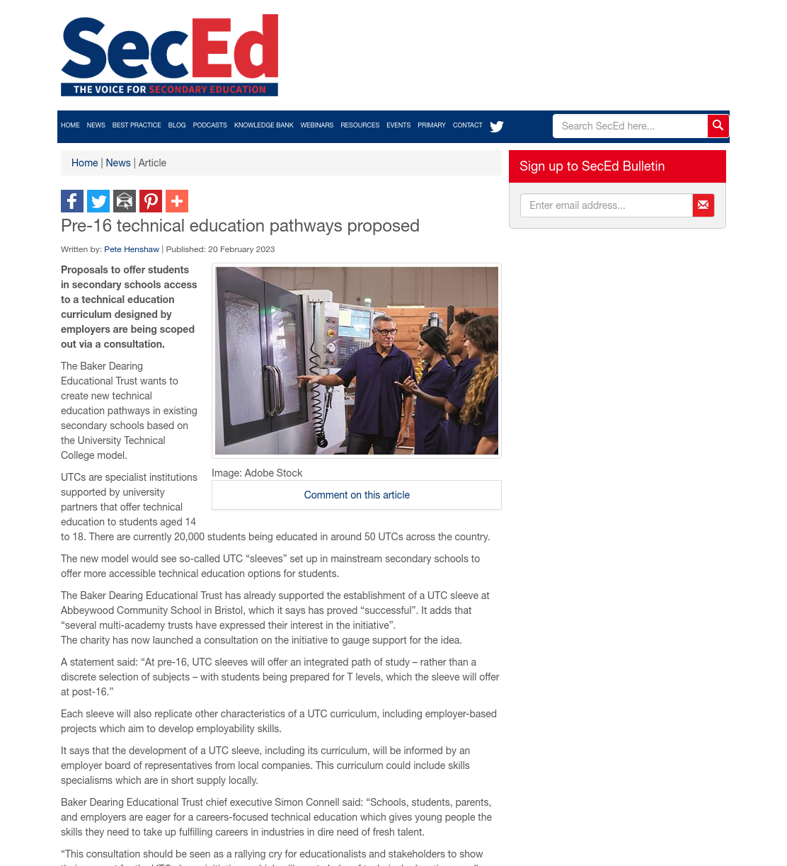Pre-16 technical education pathways proposed