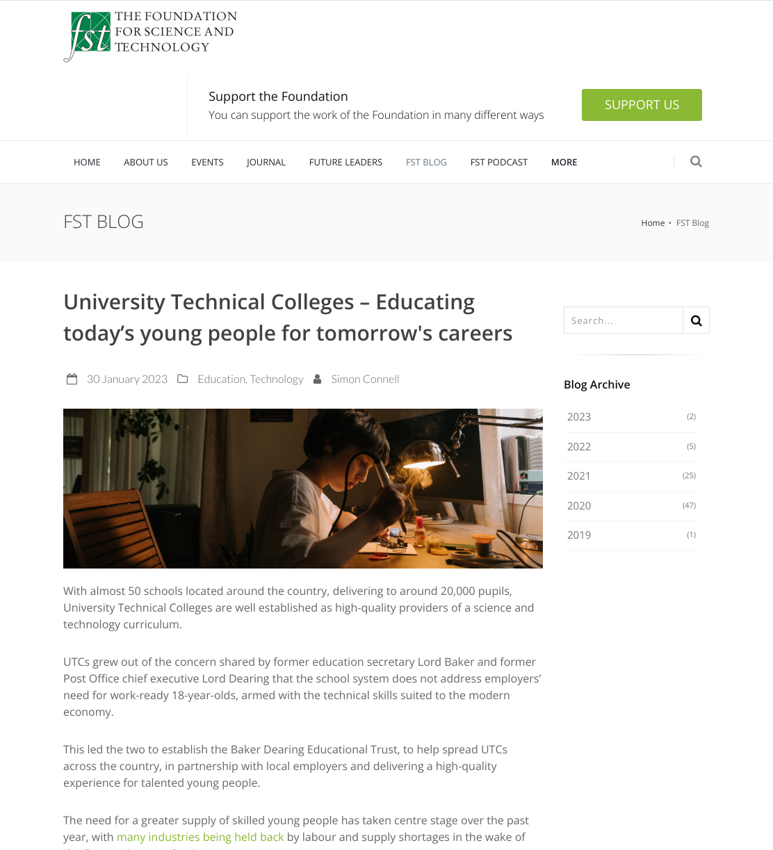 University Technical Colleges – Educating today’s young people for tomorrow's careers