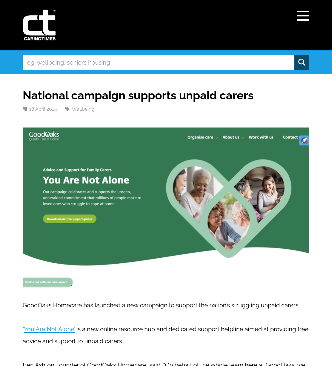 National campaign supports unpaid carers | Caring Times