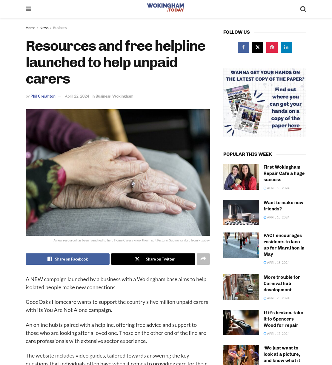 Resources and free helpline launched to help unpaid carers