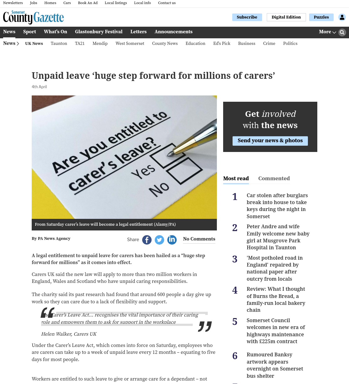 Unpaid leave ‘huge step forward for millions of carers’