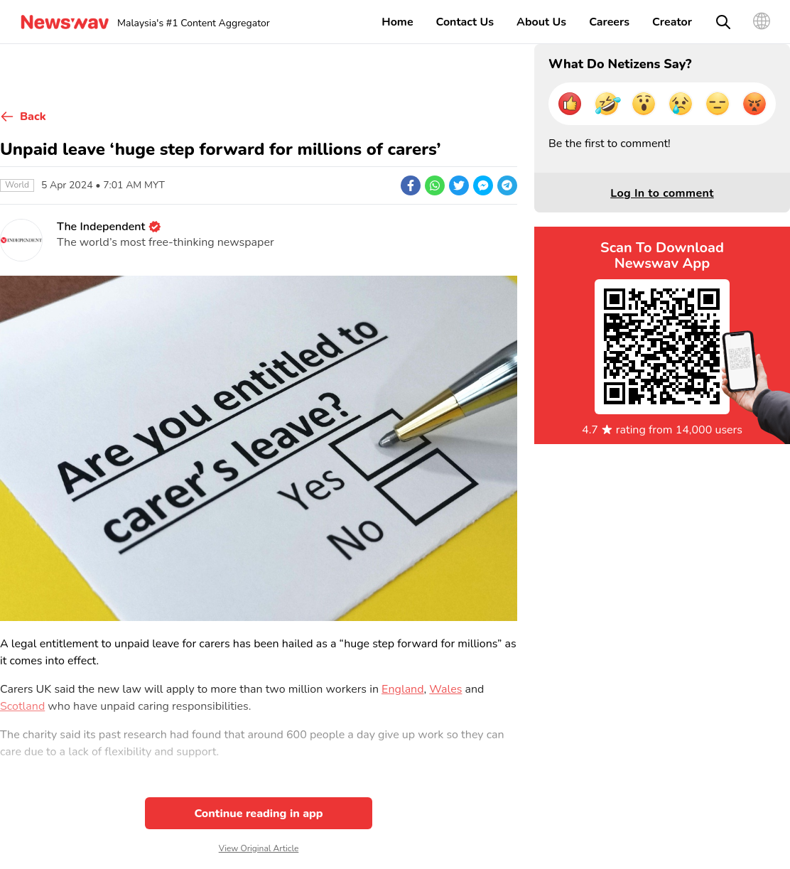 Unpaid leave ‘huge step forward for millions of carers’